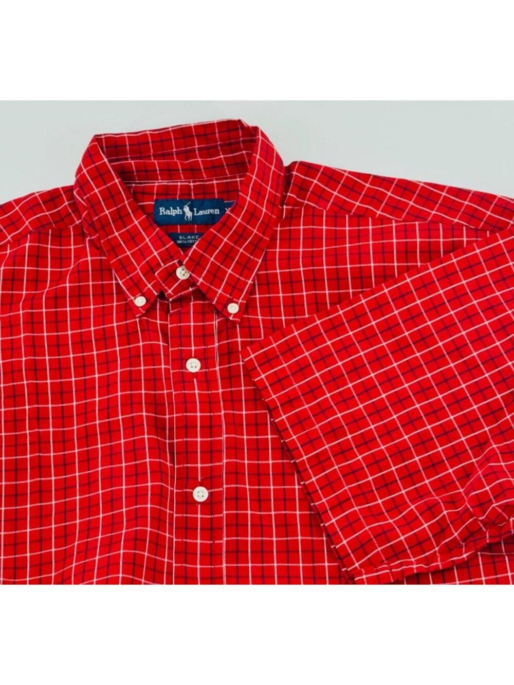 Ralph Lauren Blake 2X Red Blue Plaid Tartan Button-Down Shirt XXL